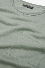 T-shirt in maglia misto lino con taschino salvia-Dan John
