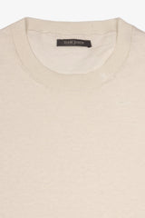 T-shirt in maglia misto lino panna-Dan John