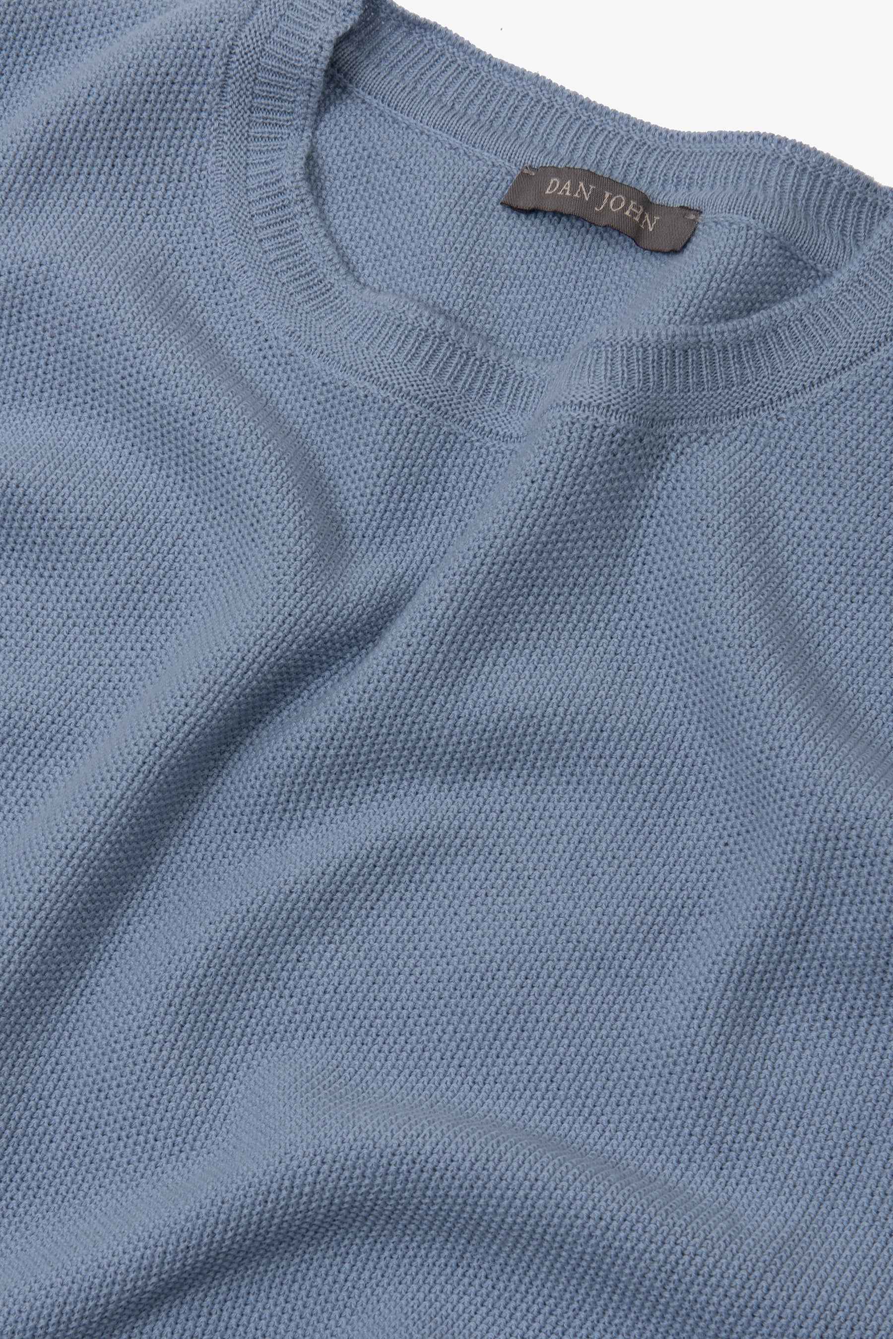 T-shirt in maglia nido d'ape celeste-Dan John