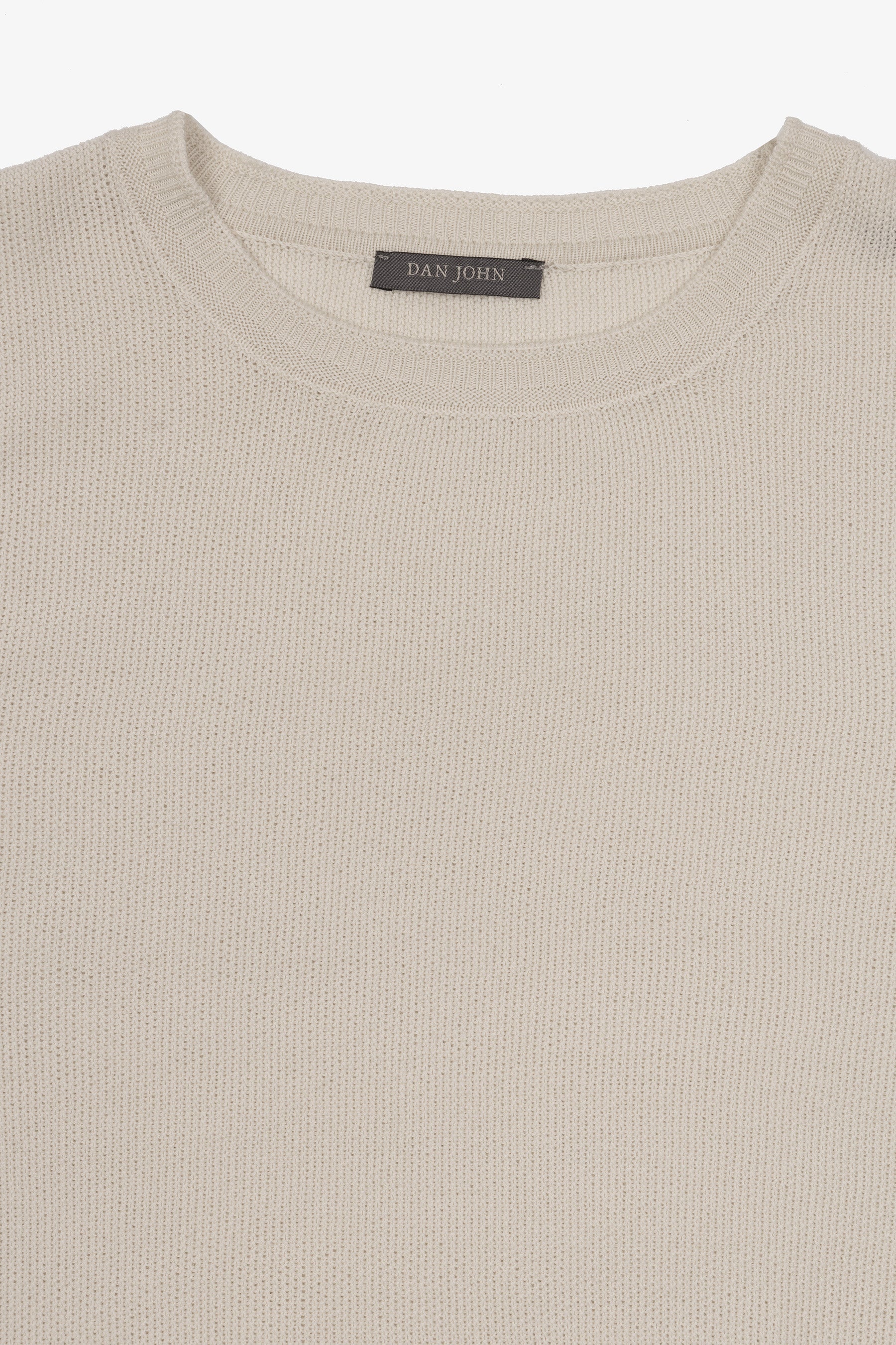 T-shirt in maglia nido d'ape panna-Dan John