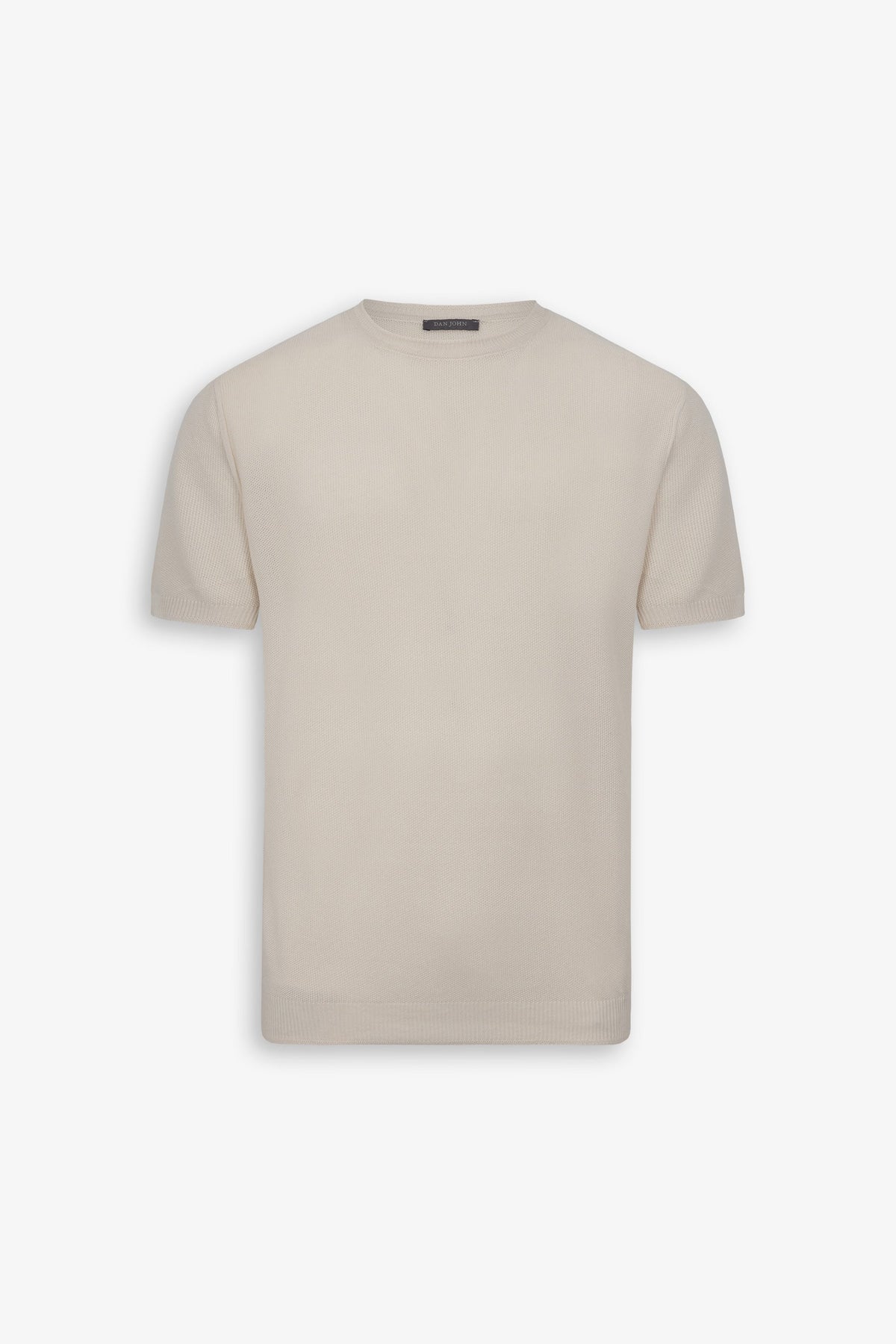 T-shirt in maglia nido d'ape panna-Dan John