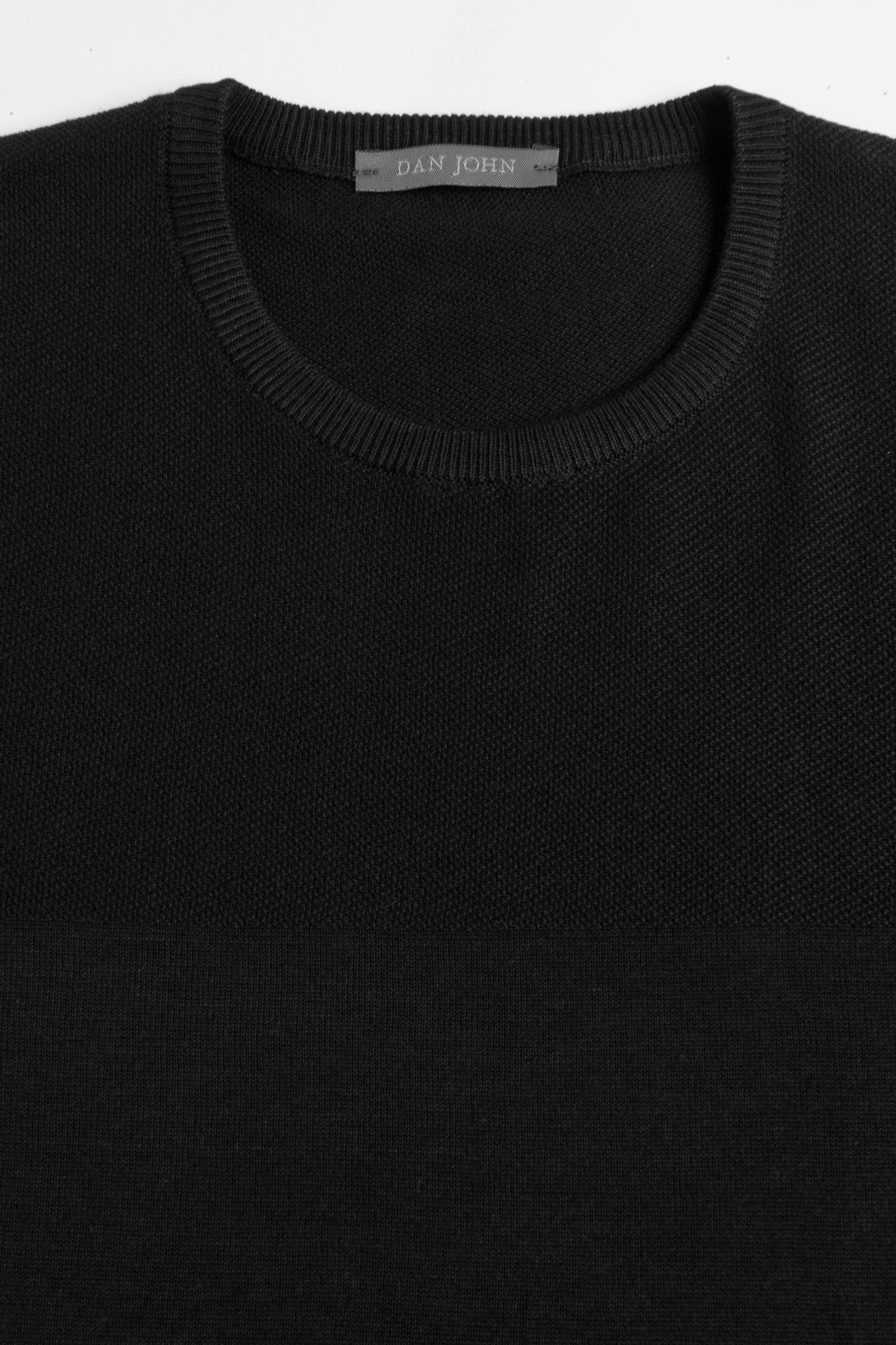 T-shirt in maglia riga piazzata nera-Dan John