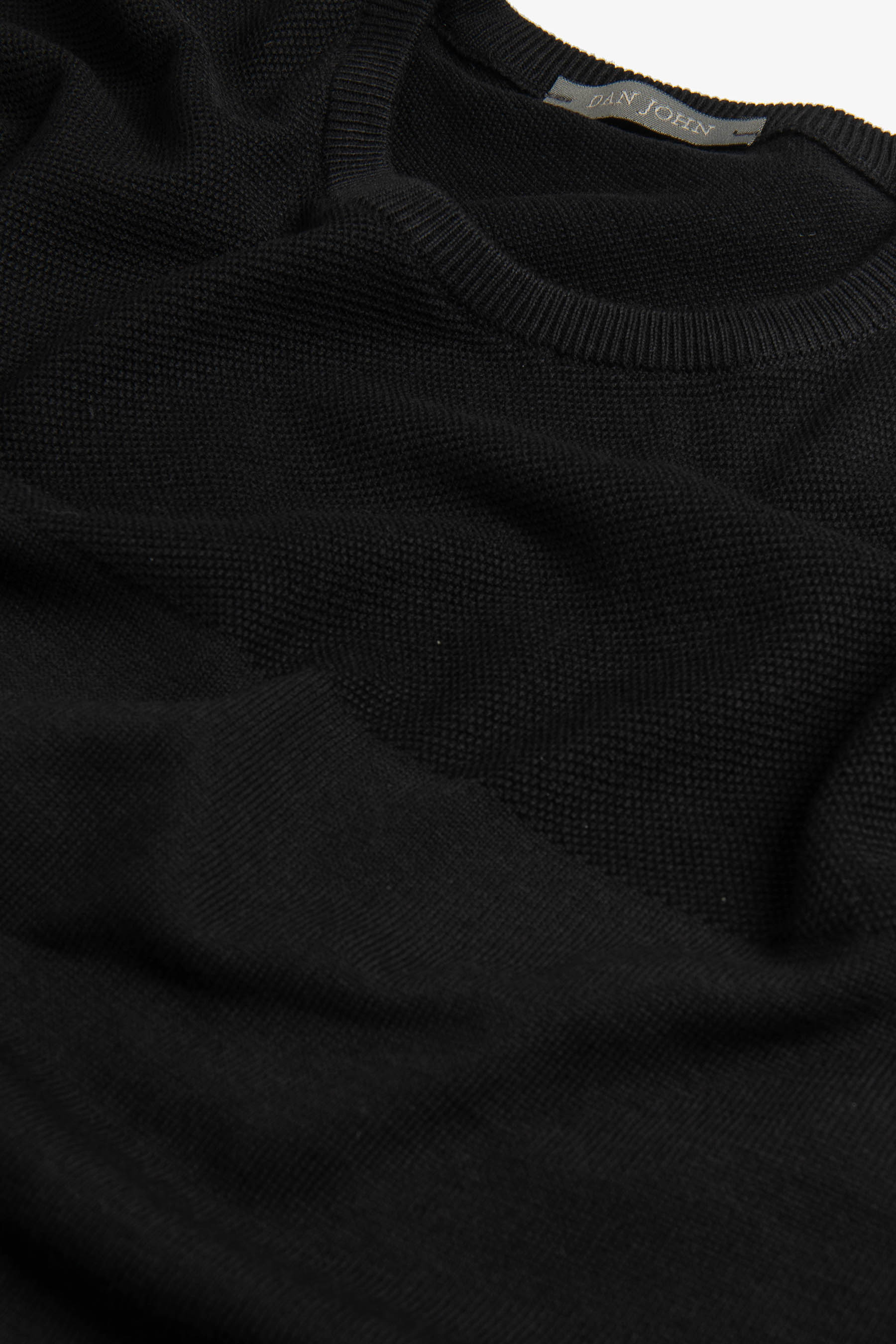 T-shirt in maglia riga piazzata nera-Dan John