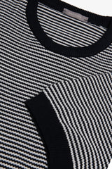 T-shirt in maglia rigata blu-Dan John