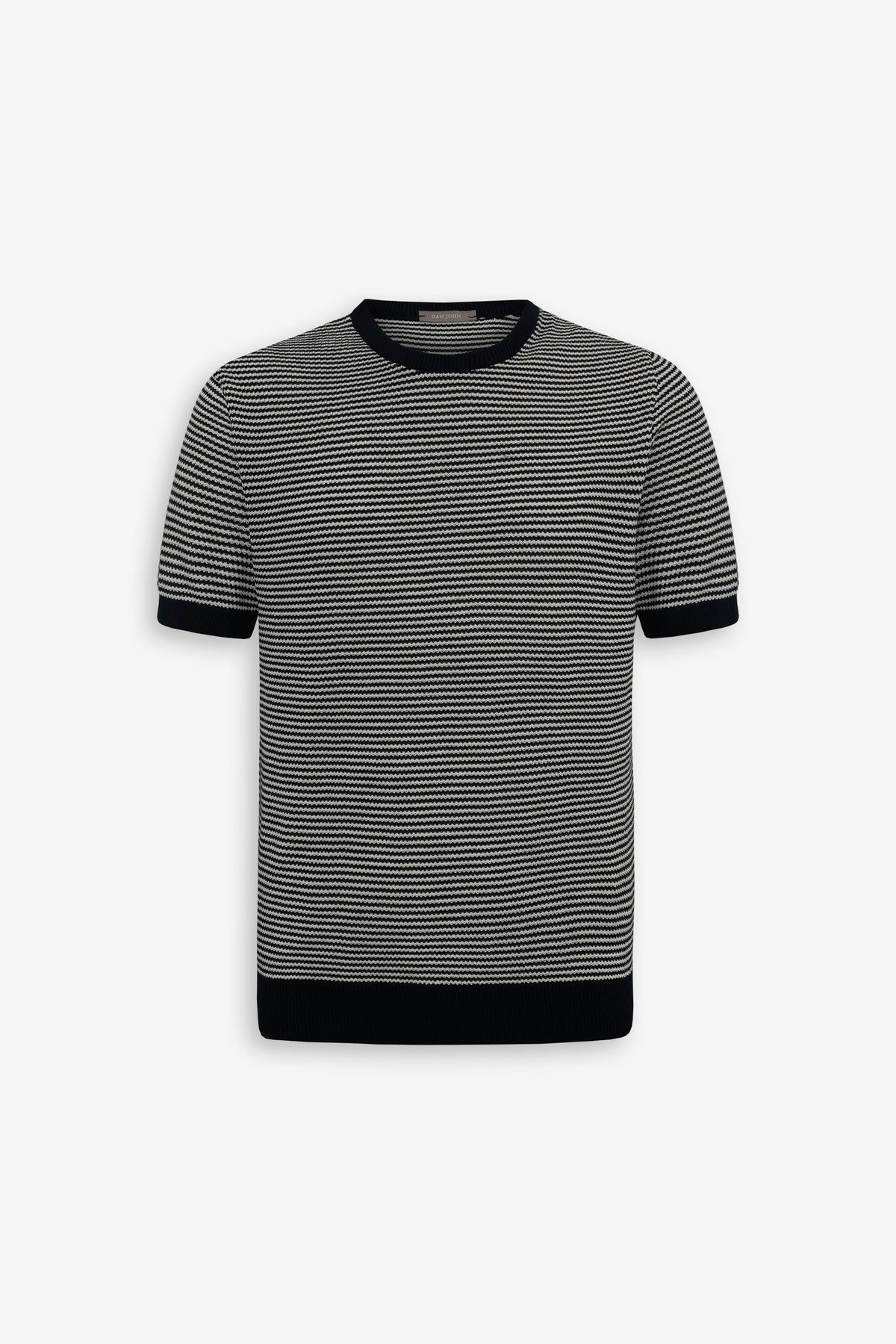 T-shirt in maglia rigata blu-Dan John