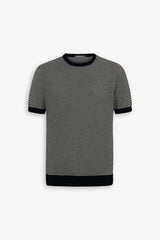 T-shirt in maglia rigata blu-Dan John