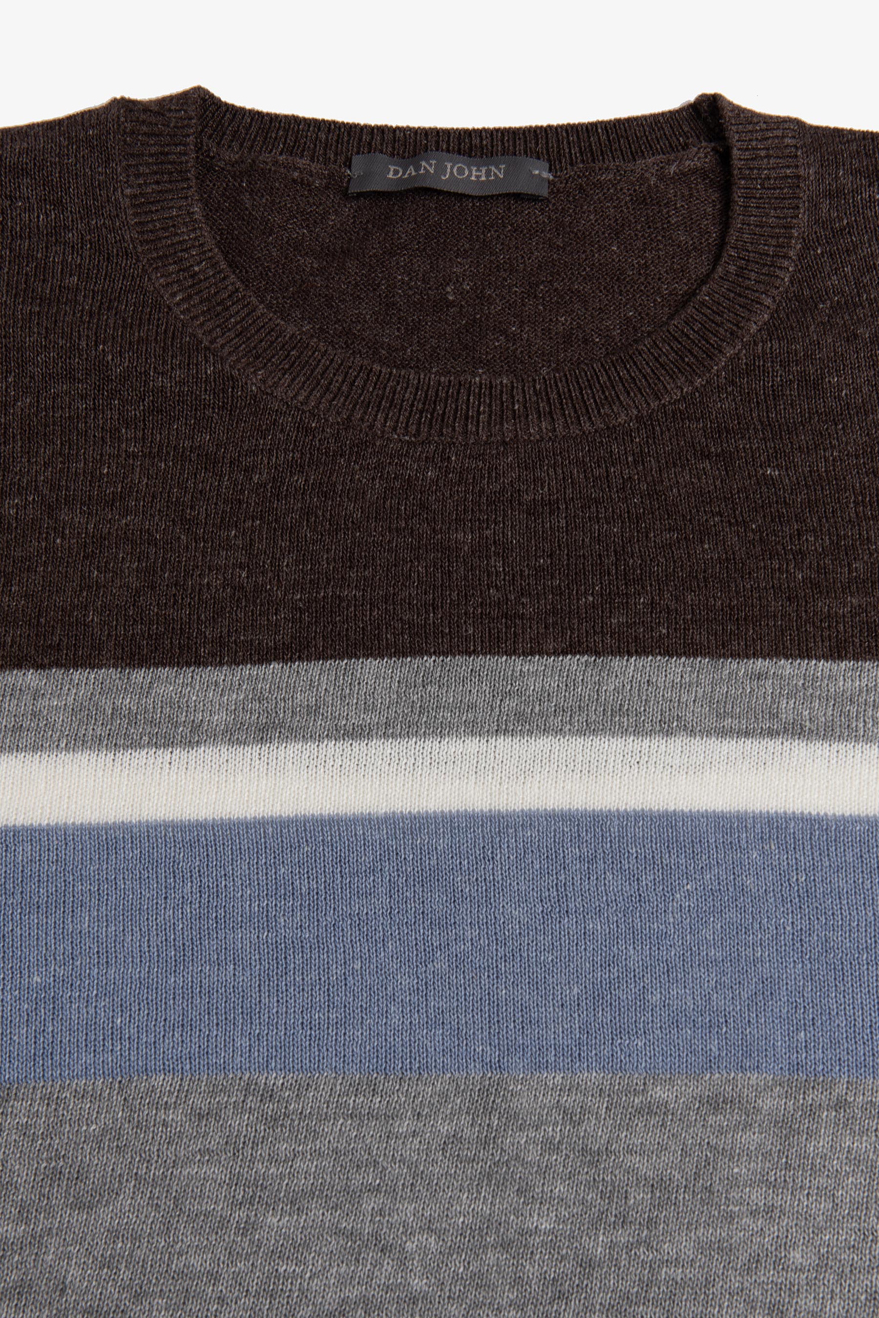 T-shirt in maglia rigata marrone-Dan John