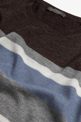 T-shirt in maglia rigata marrone-Dan John