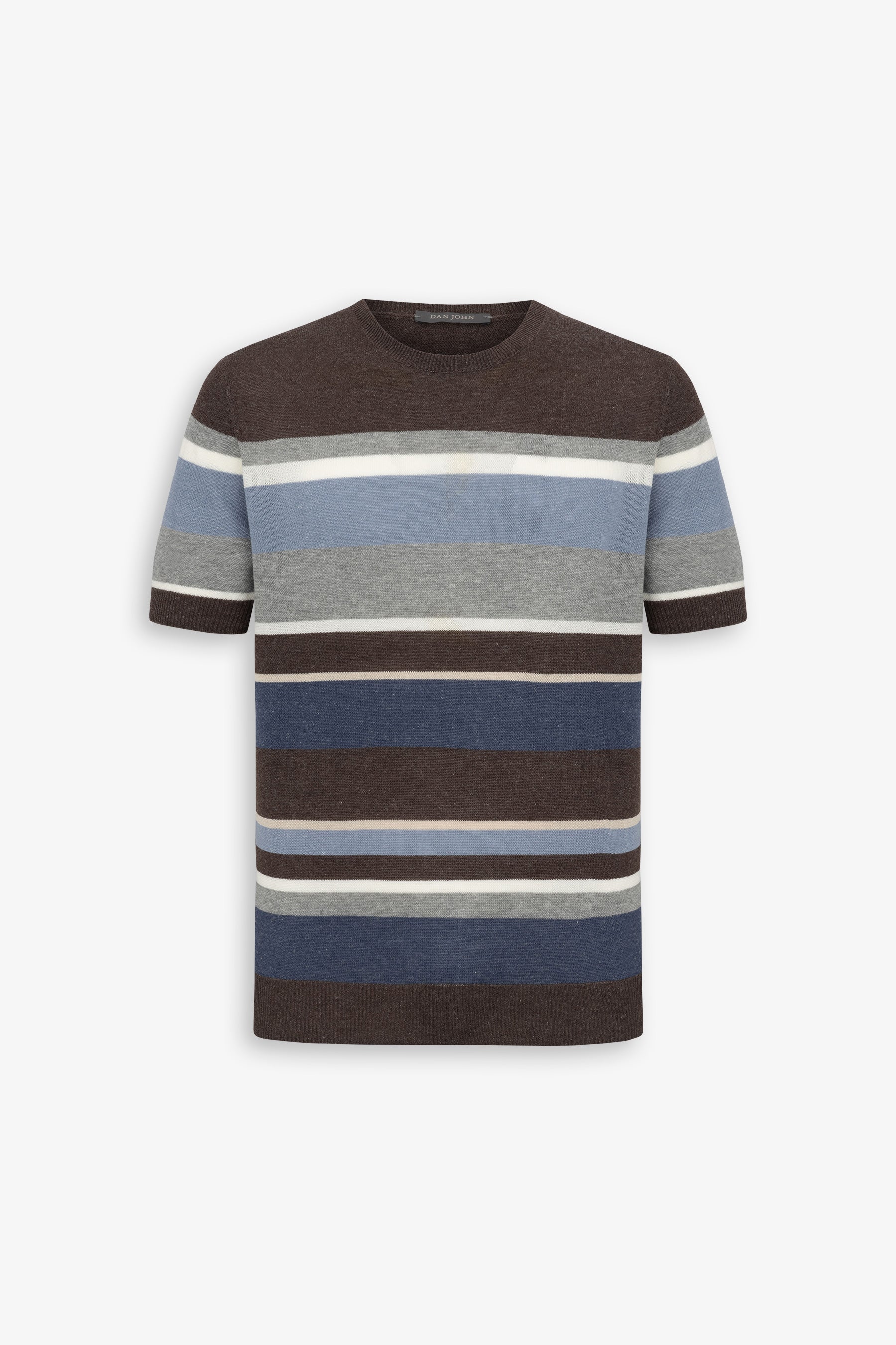 T-shirt in maglia rigata marrone-Dan John