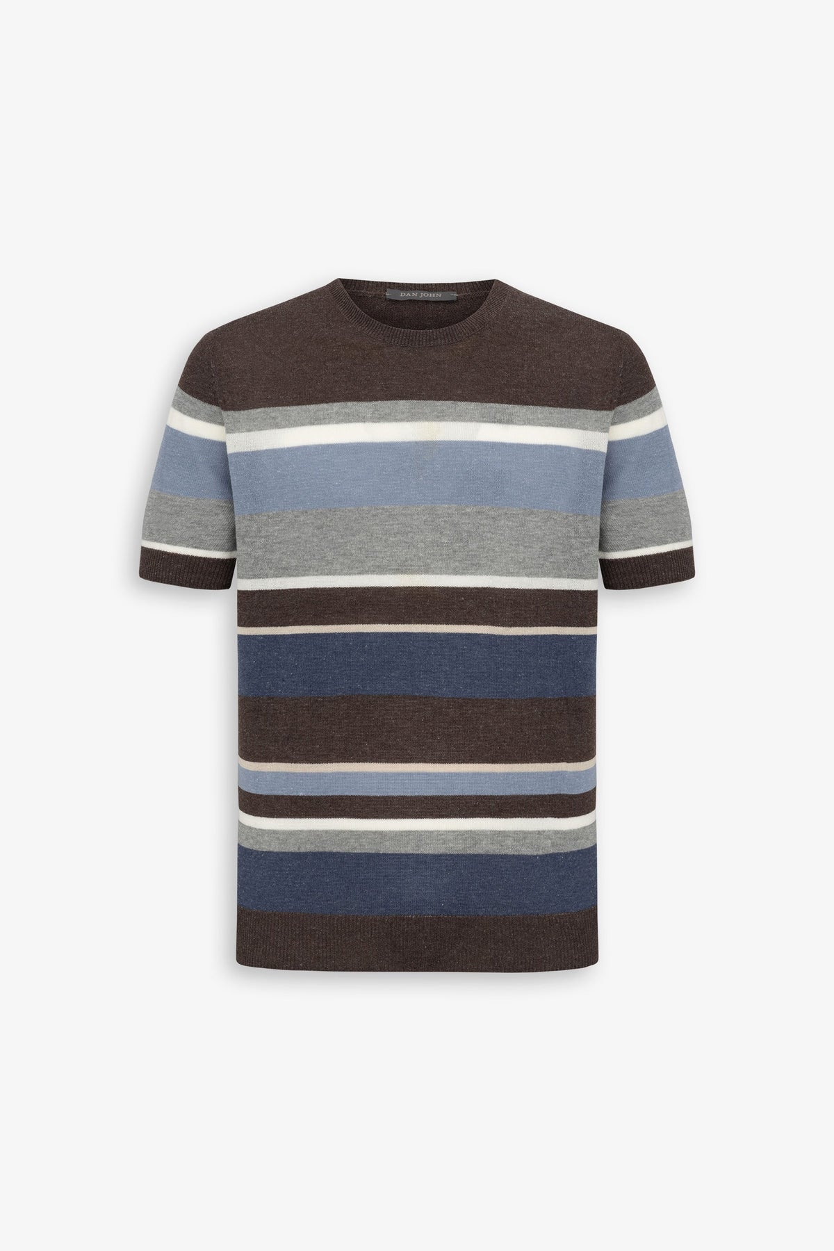 T-shirt in maglia rigata marrone-Dan John