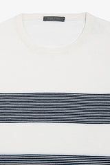 T-shirt in maglia righe piazzate navy-Dan John