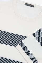 T-shirt in maglia righe piazzate navy-Dan John