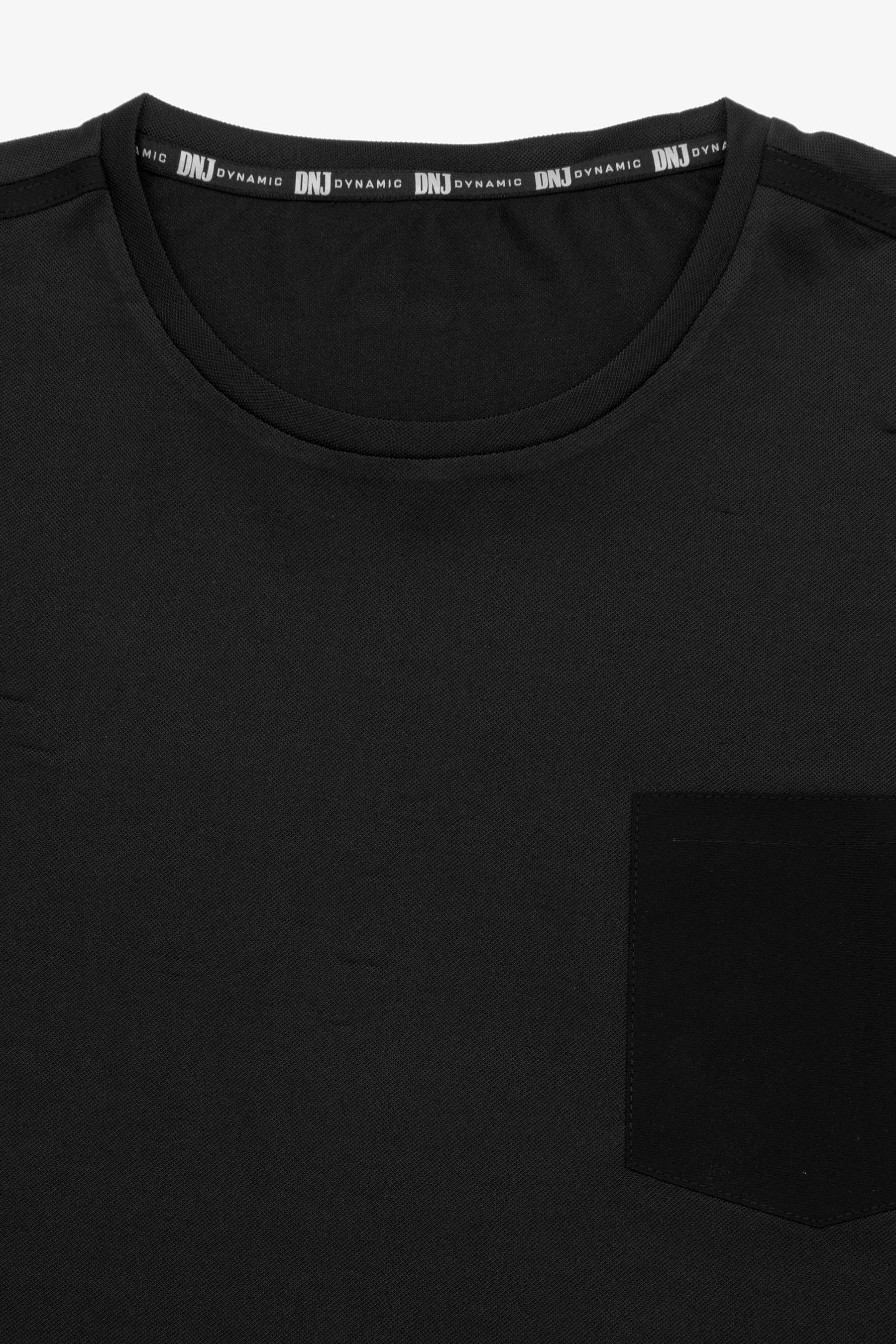 T-shirt tecnica con taschino DNJ nera-Dan John