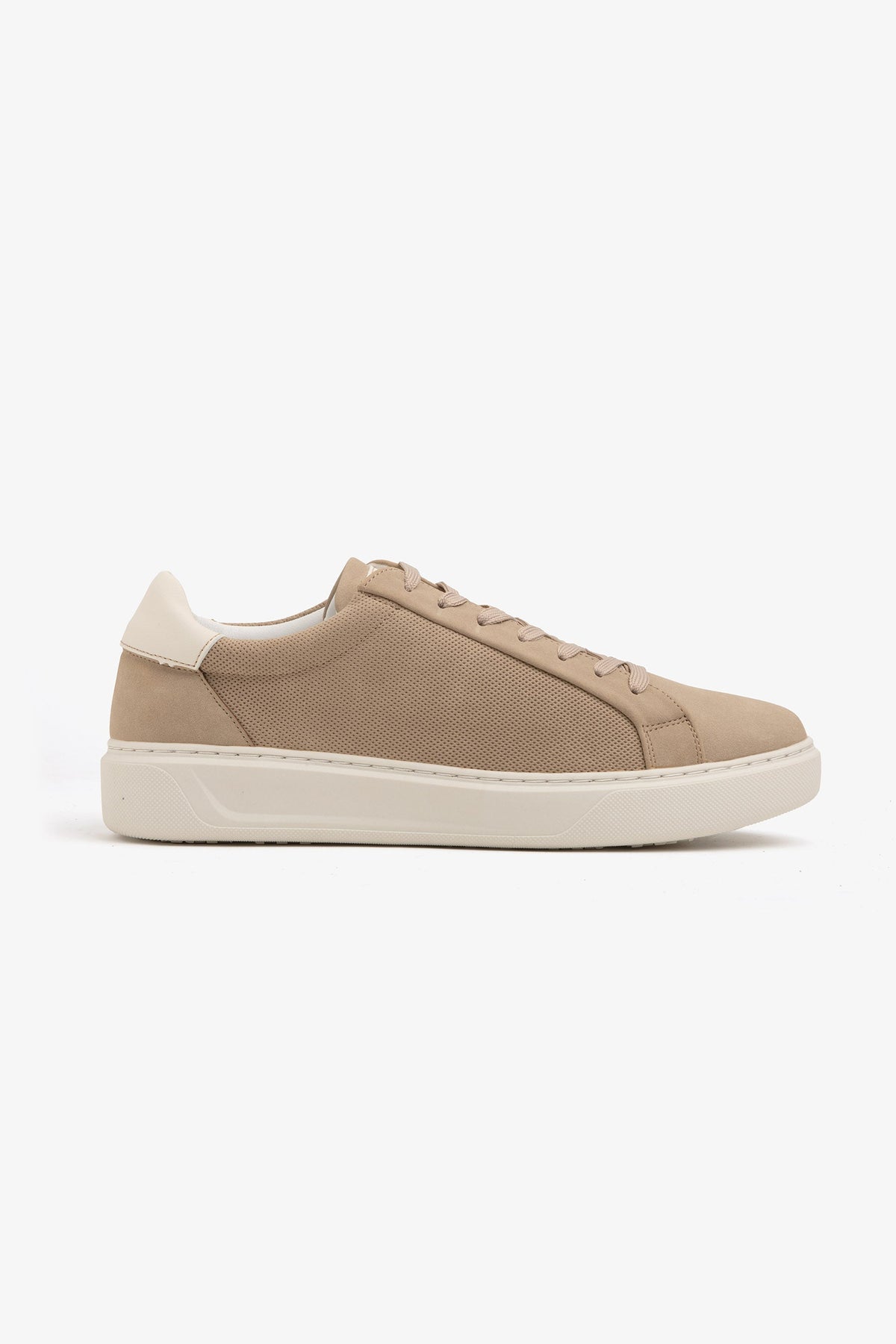 Beige perforated eco-suede sneakers