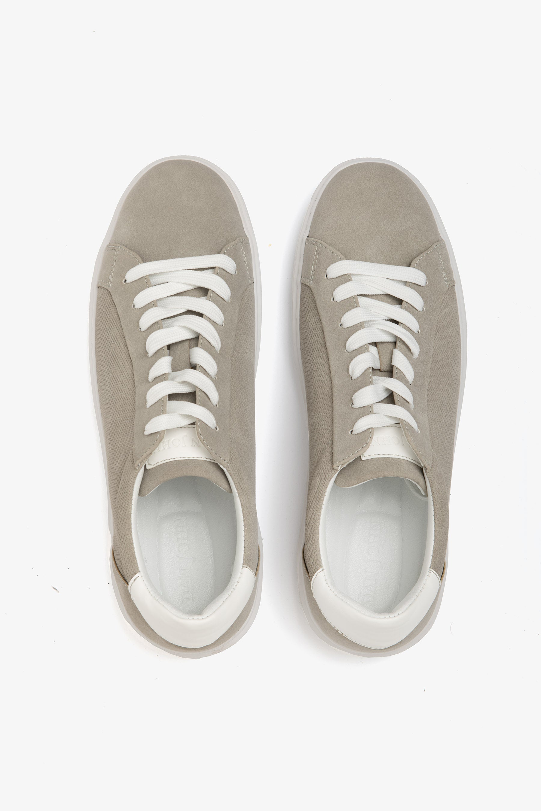 Light gray perforated eco-suede sneakers