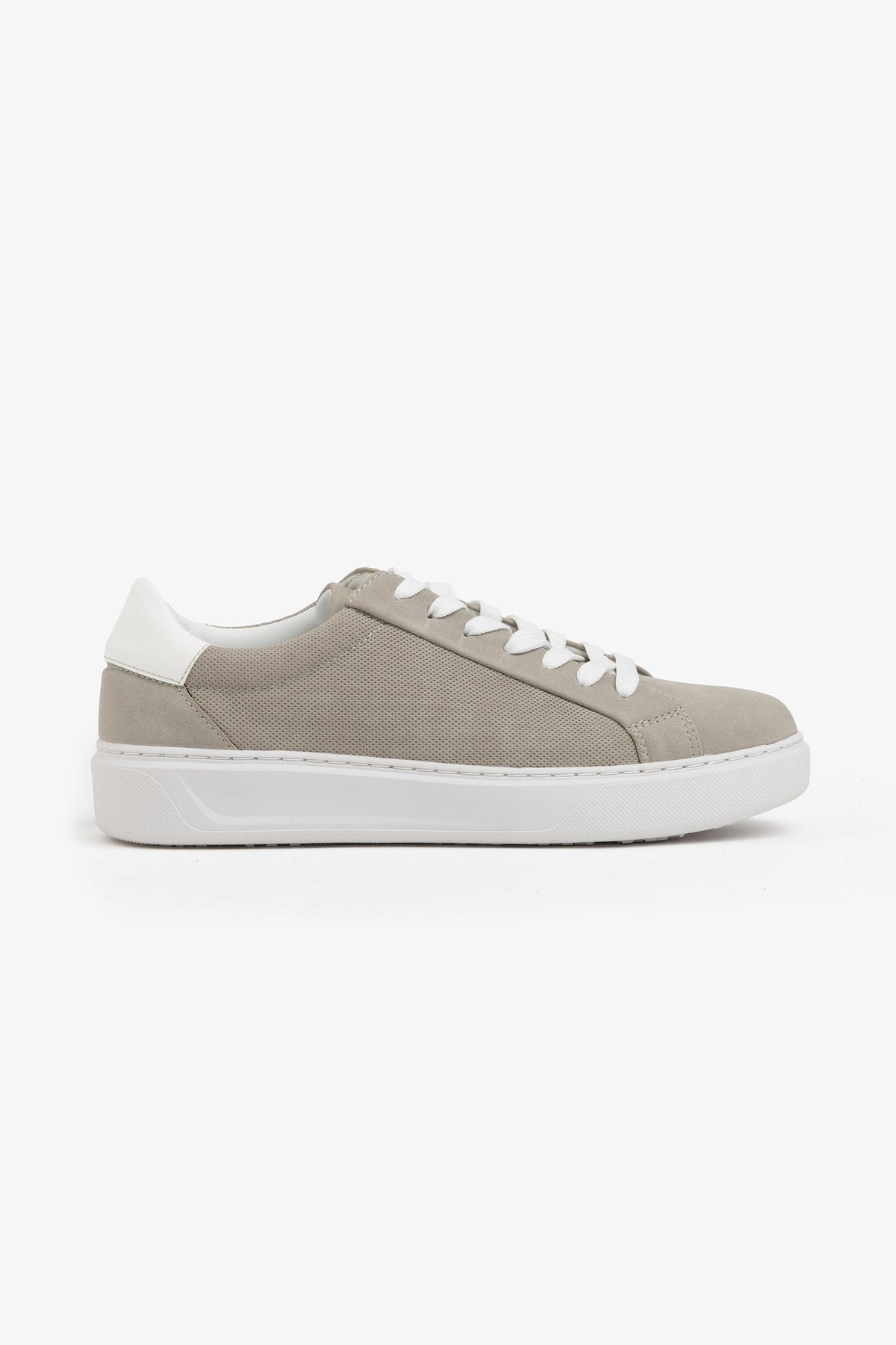 Light gray perforated eco-suede sneakers