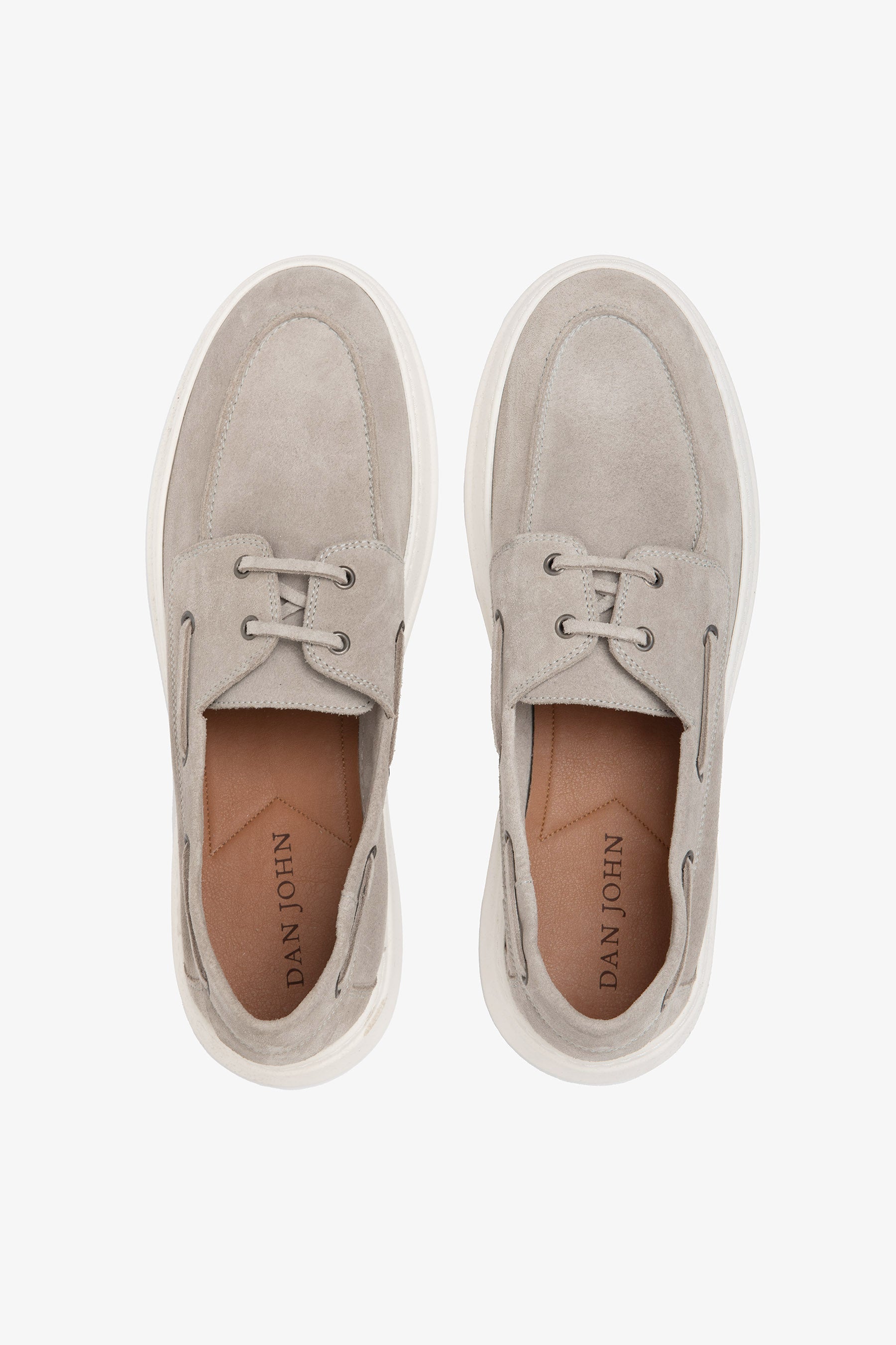 Light gray suede boat shoe