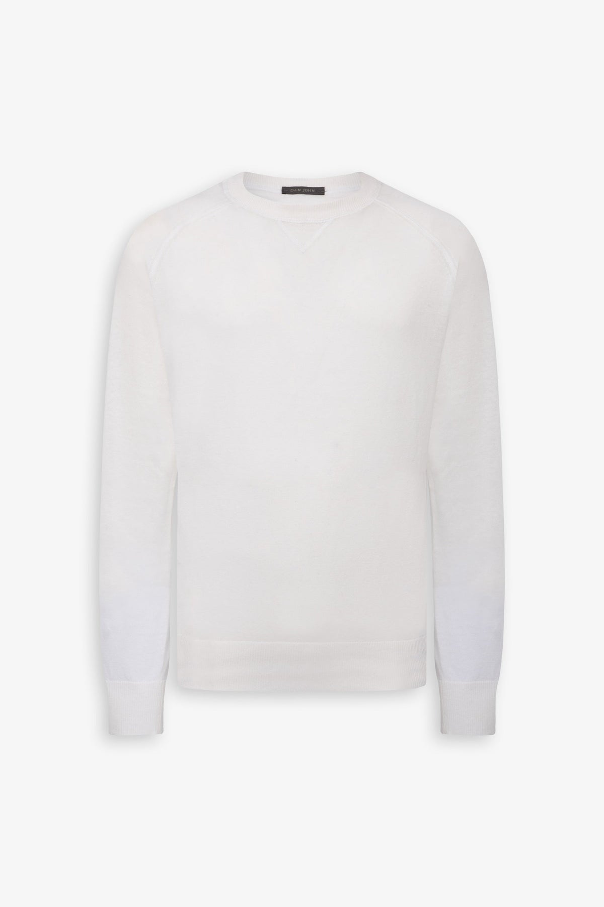 Cream crew-neck sweater with fleece cut