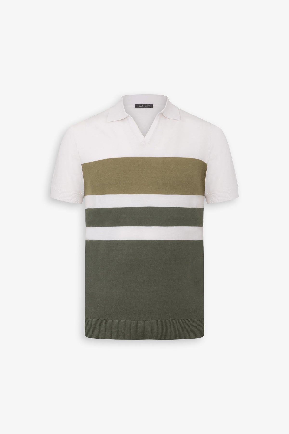 Green color block knitted polo shirt
