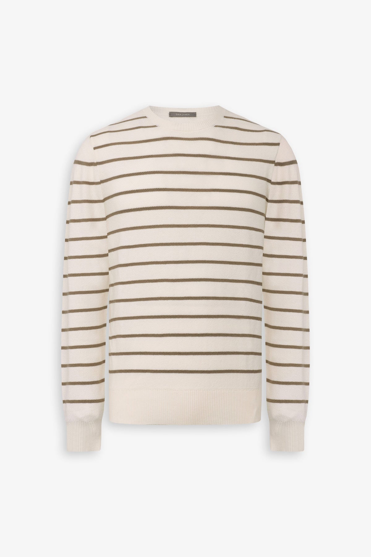 Cream contrasting striped crew-neck sweater