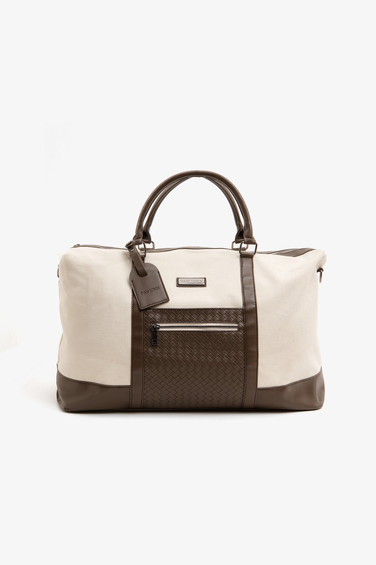 Canvas holdall with cream weave details