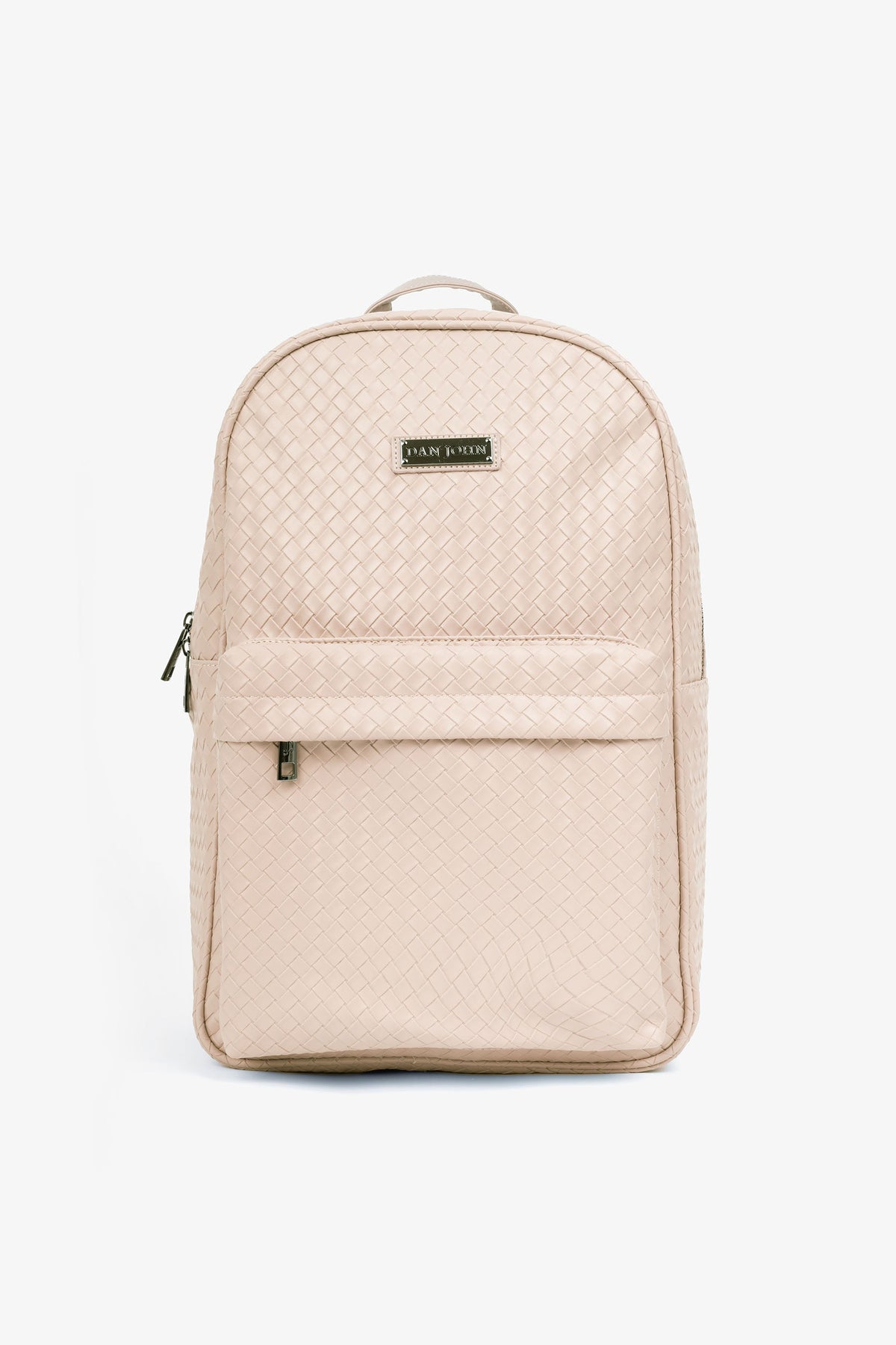 Beige woven backpack