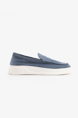 Denim suede moccasin