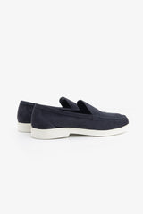 Blue suede moccasin