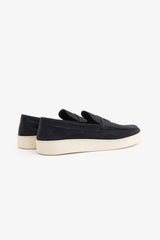 Blue snapdragon suede moccasin