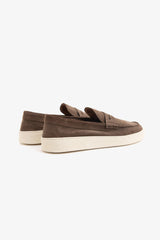 Dove grey snapdragon suede moccasin