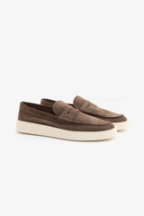 Dove grey snapdragon suede moccasin