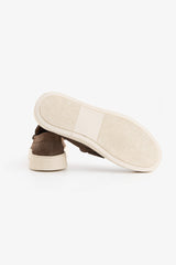 Dove grey snapdragon suede moccasin
