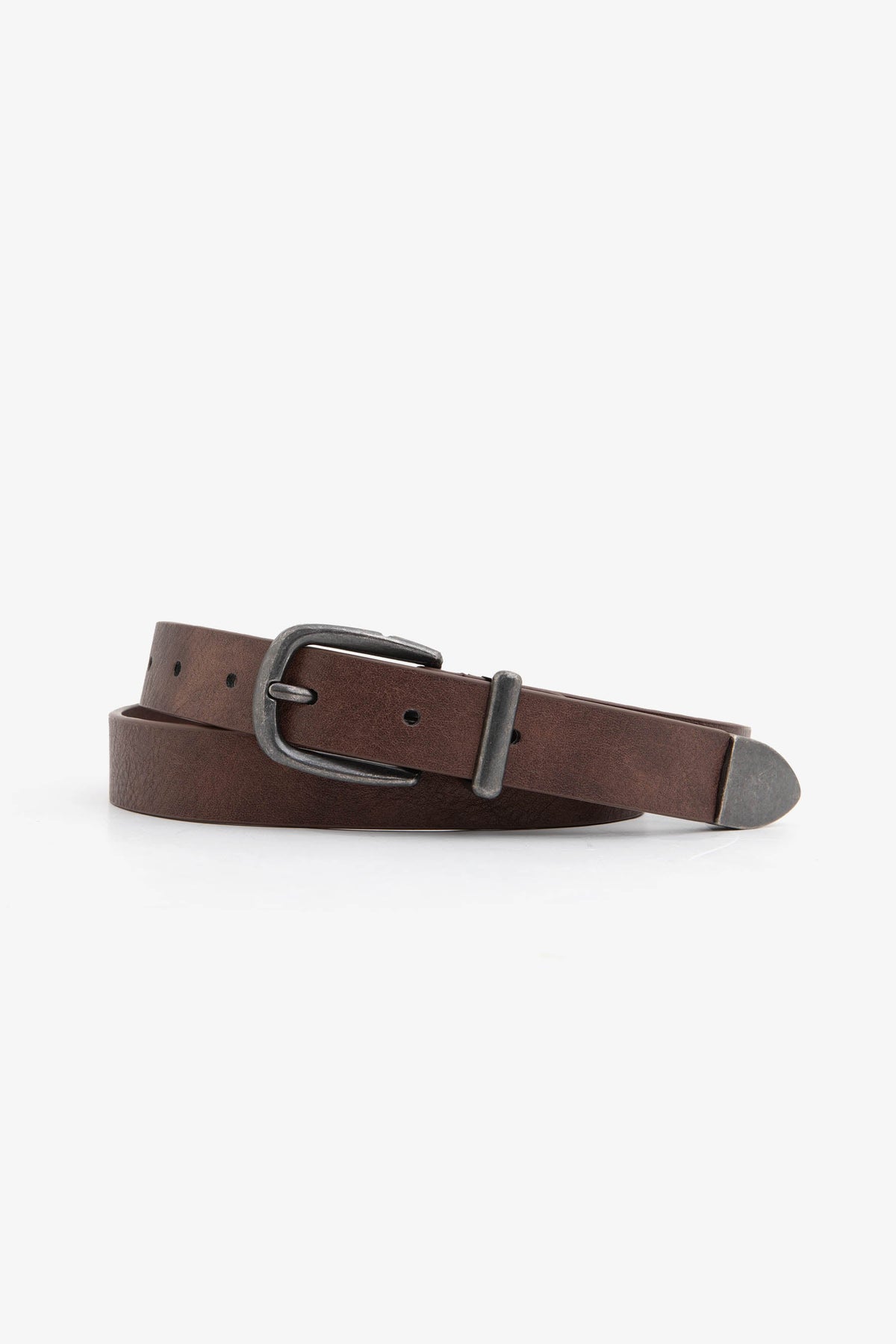 Dark brown hammered leather belt