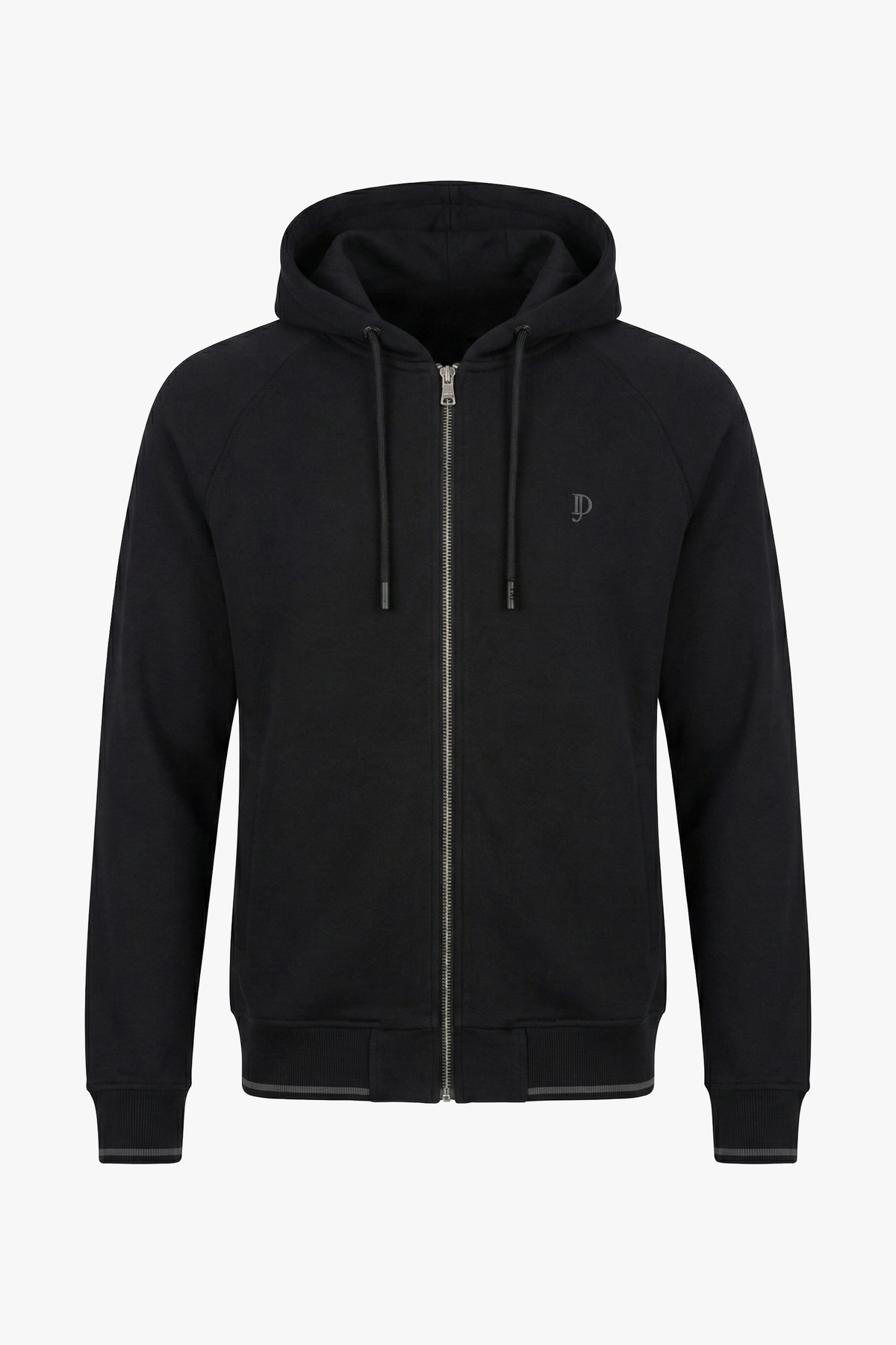 Felpa full zip con cappuccio nera-Dan John