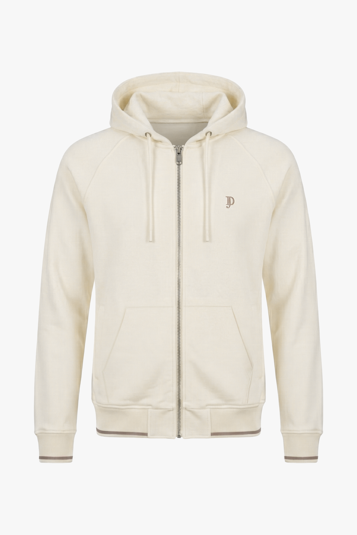 Felpa full zip con cappuccio bianca-Dan John