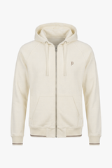 Felpa full zip con cappuccio bianca-Dan John