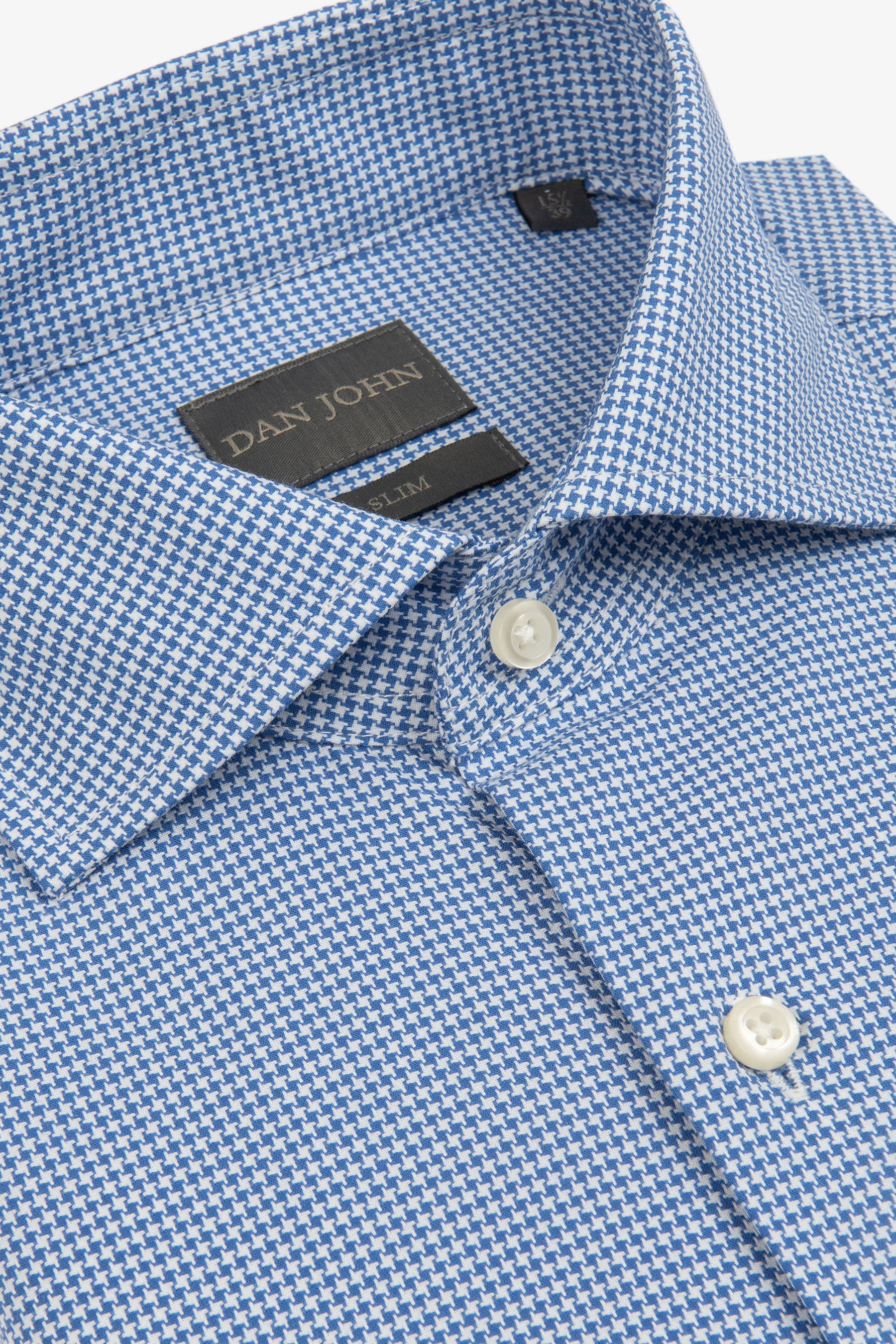 Slim light blue micro houndstooth shirt