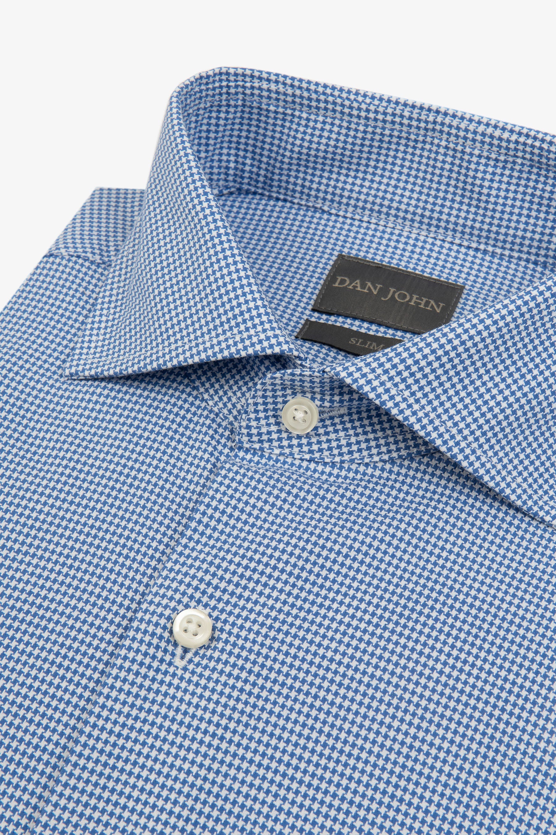 Slim light blue micro houndstooth shirt