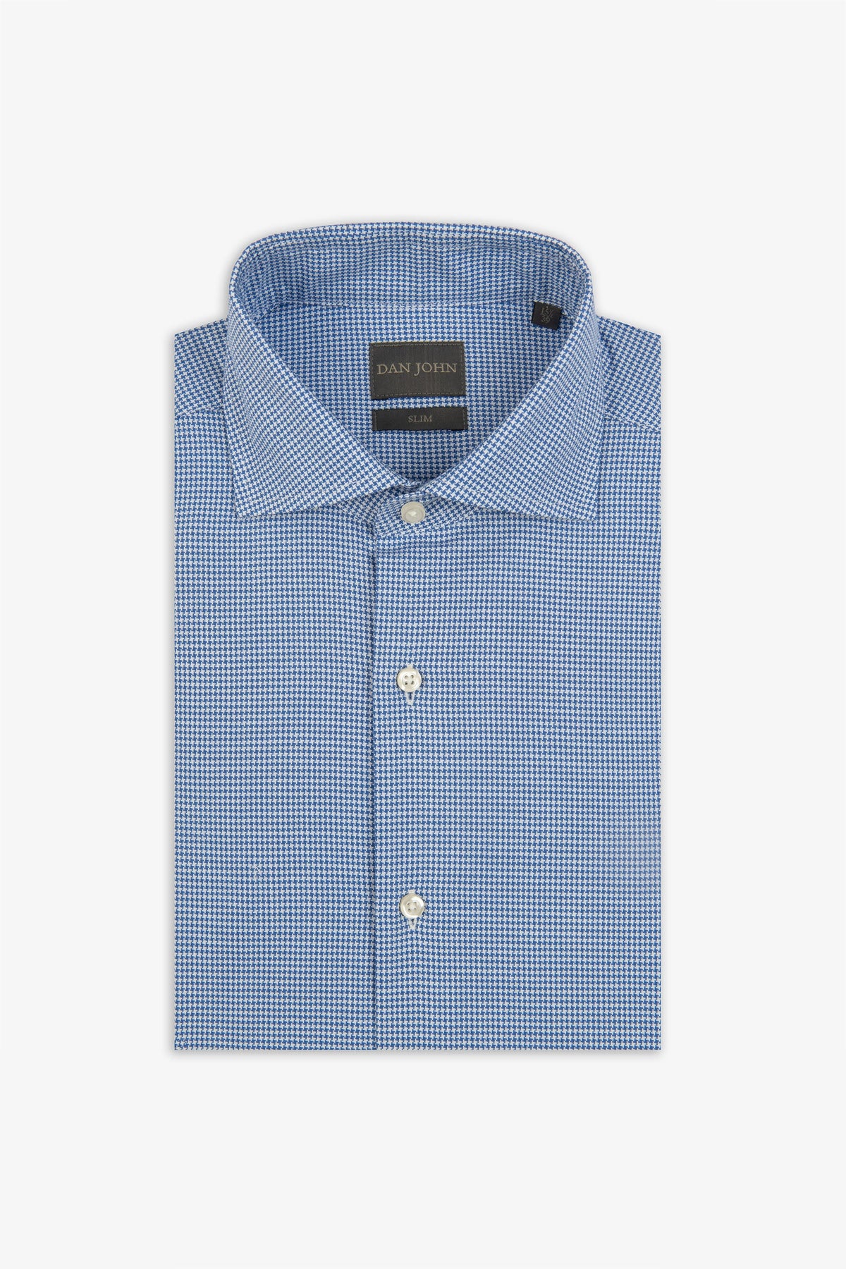 Slim light blue micro houndstooth shirt