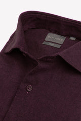 Slim burgundy micro oxford shirt