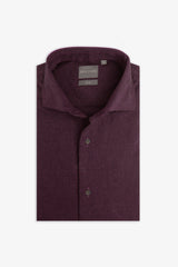 Slim burgundy micro oxford shirt