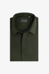 Slim Green Stretch Micro Weave Shirt