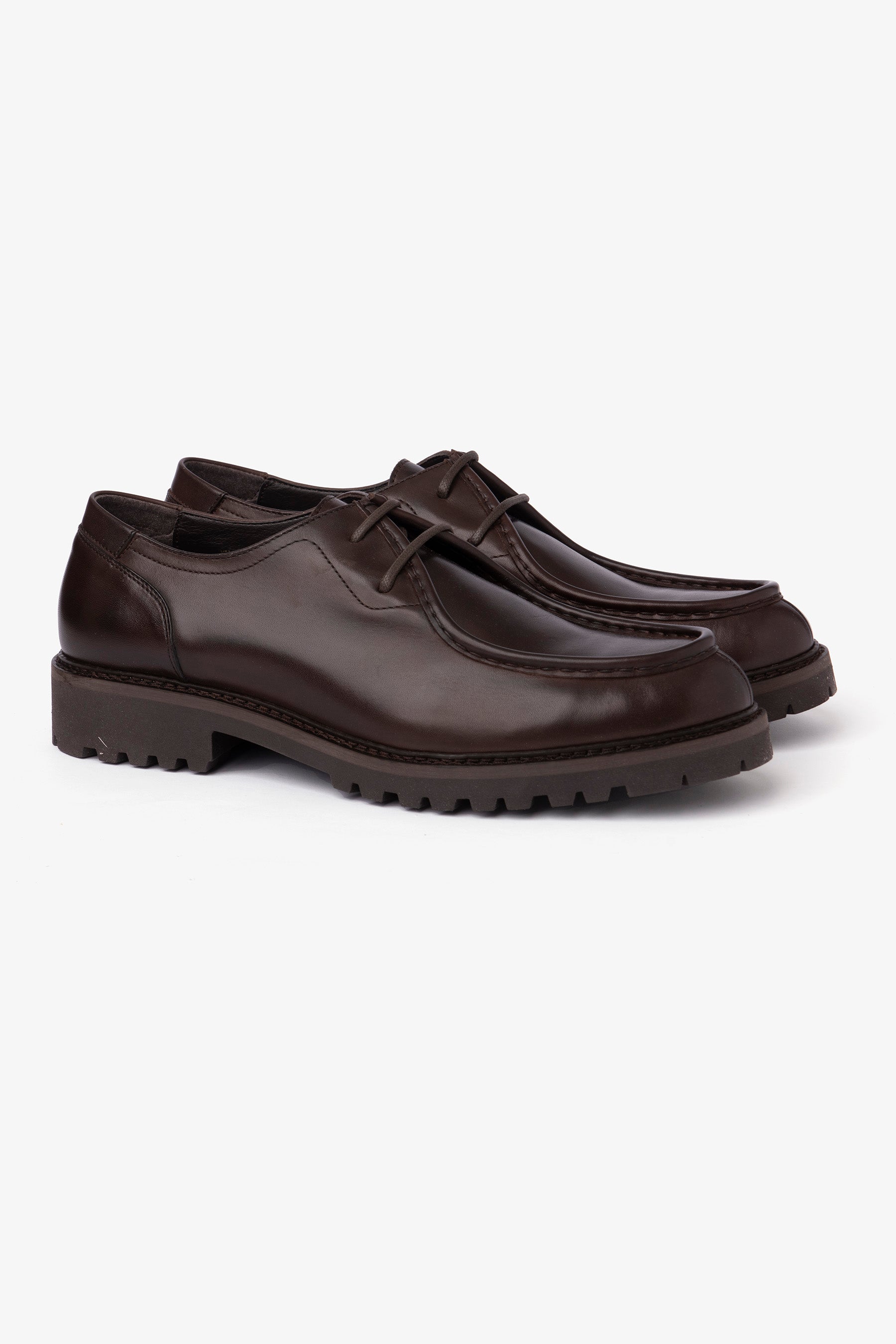 Engineer shoe in dark brown leather