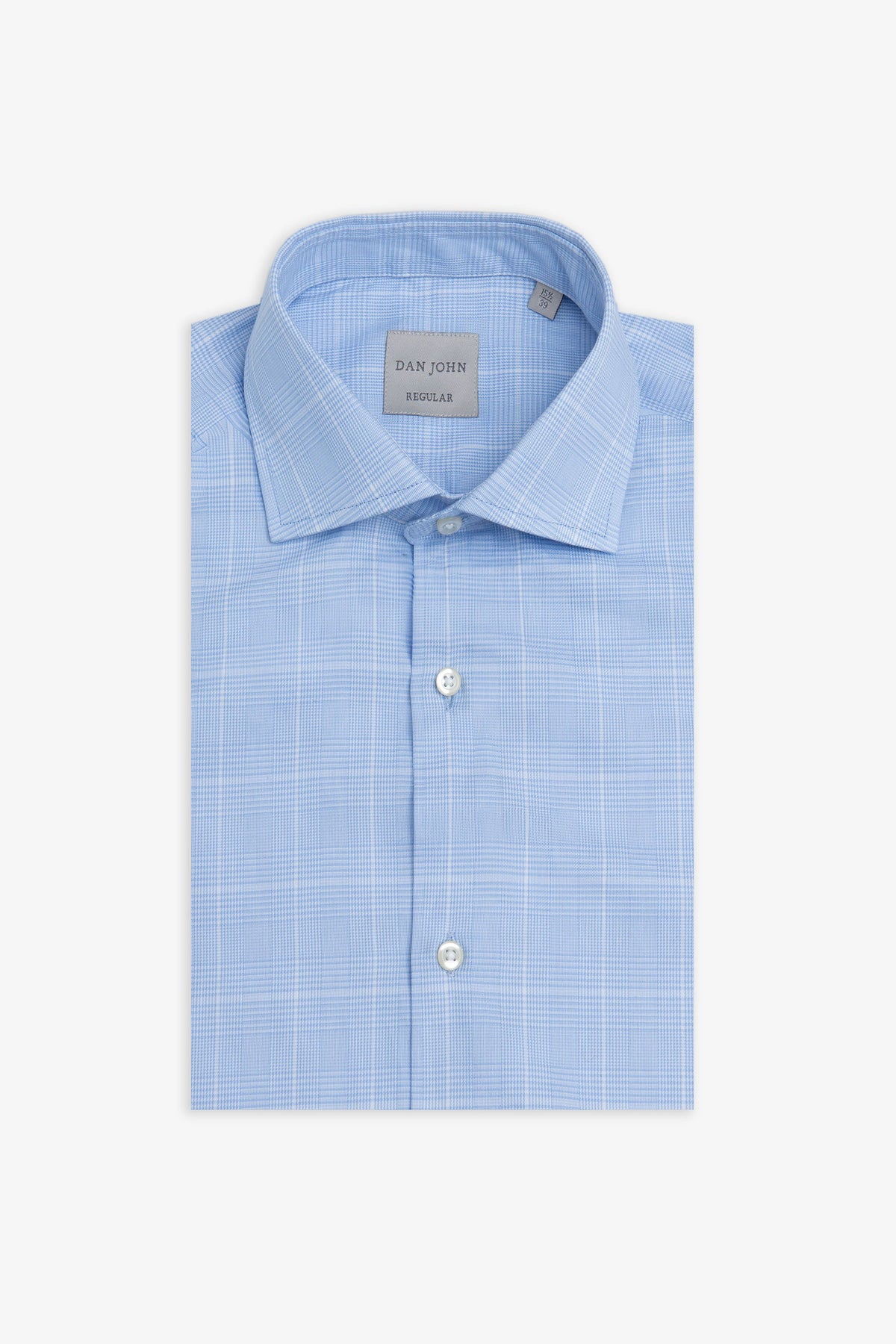 Light blue Prince of Wales patterned shirt