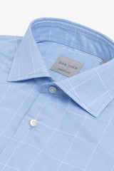 Light blue Prince of Wales patterned shirt