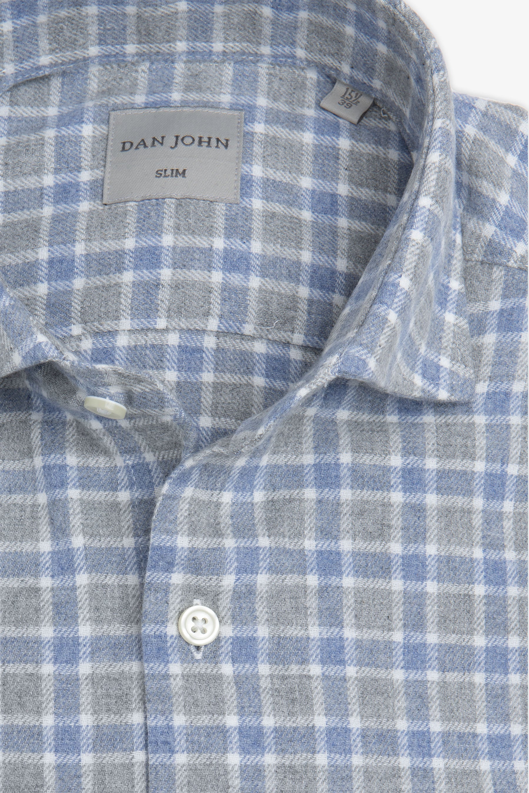 Light blue two-tone check flannel shirt