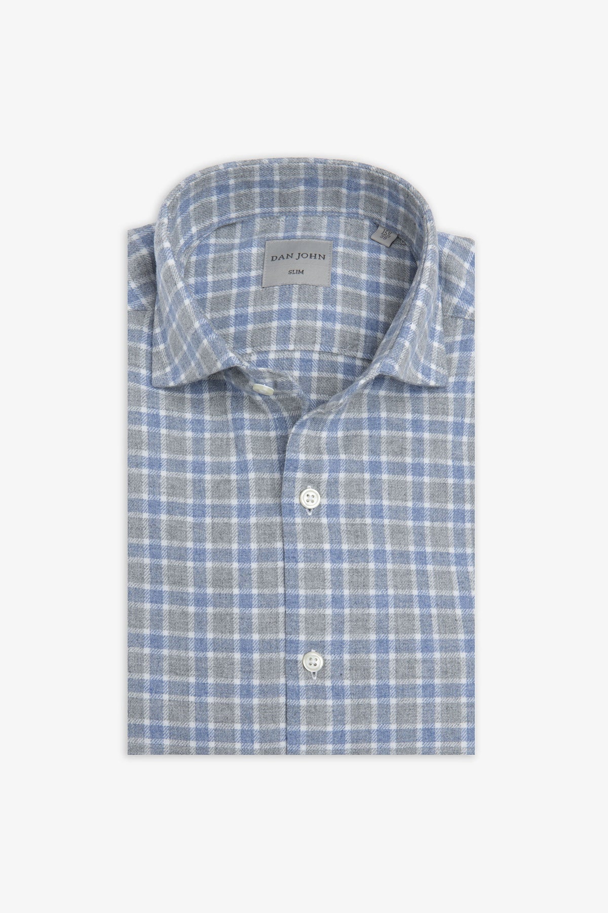 Light blue two-tone check flannel shirt