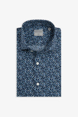 Slim light blue flower print shirt