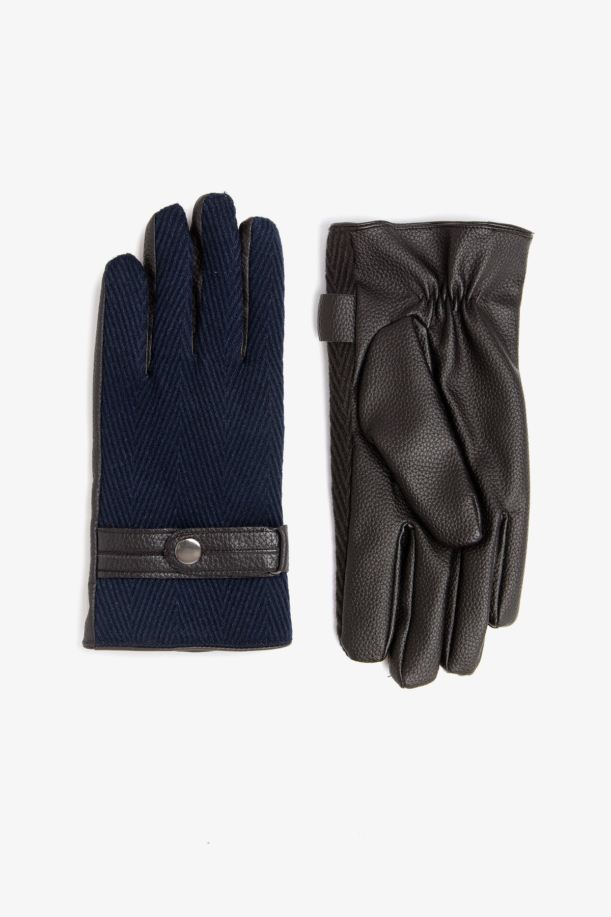 Gloves in dark textured eco-leather