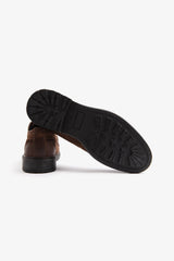 Vintage dark brown suede derby shoe